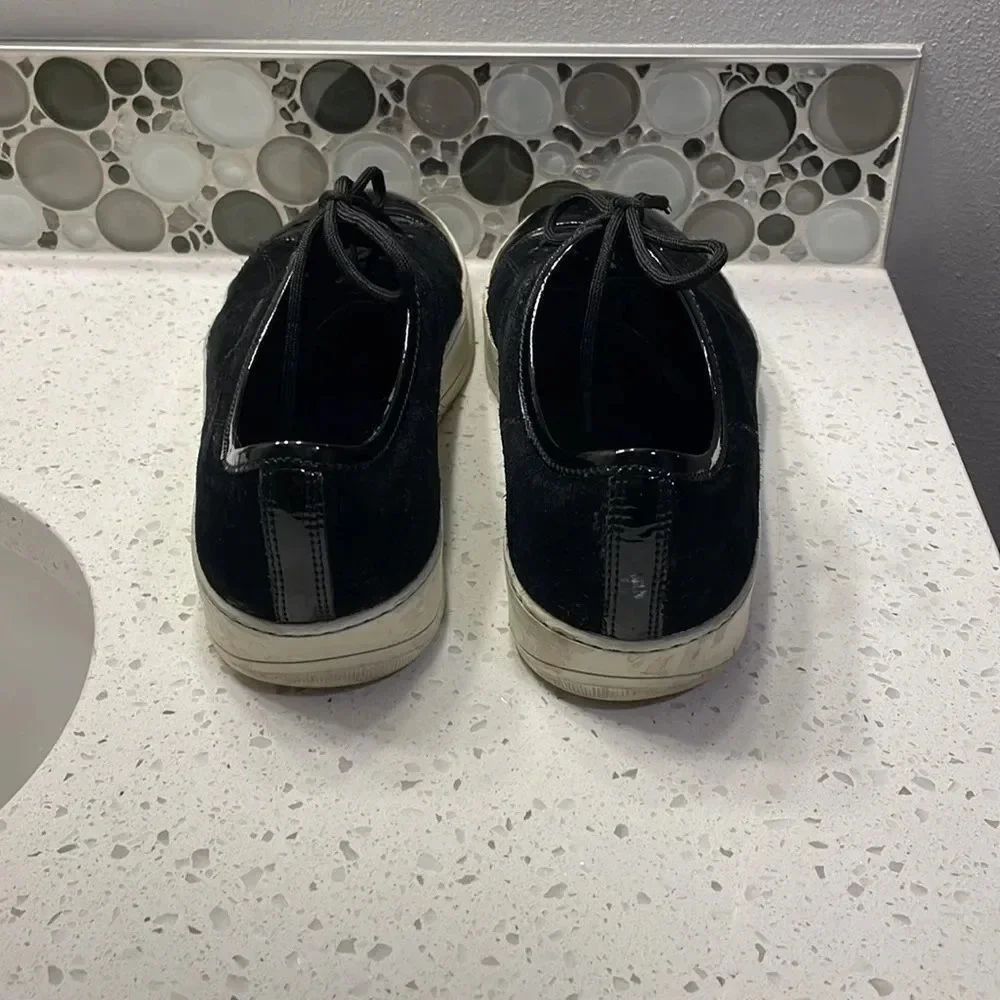 Lanvin mens suede and black pantent leather tennis shoes